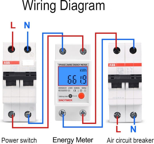 Sinotimer Instrument de Măsură pentru Panou Electric Digital pe Șină Monofazat