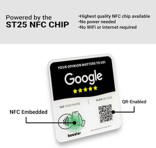 Tap Google Review Plate Tap Instant Reviews Compatible All Phones Reusable Smart Tap Nfc & Qr 12 X 12 Cm Mount Anywhere 3m Adhesive 3-pack