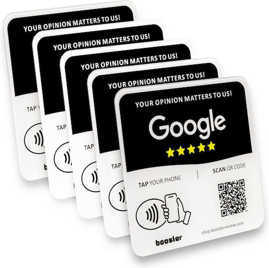 Tap Google Review Plate Tap Instant Reviews Compatible All Phones Reusable Smart Tap Nfc & Qr 12 X 12 Cm Mount Anywhere 3m Adhesive 3-pack