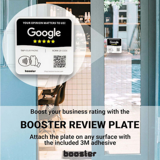 Tap Google Review Plate Tap Instant Reviews Compatible All Phones Reusable Smart Tap Nfc & Qr 12 X 12 Cm Mount Anywhere 3m Adhesive 3-pack