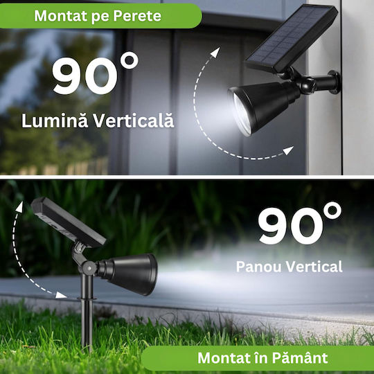 Lampă Solară 2W 120lm cu Senzor de Mișcare și Fotocelul IP65 30x9.3x27cm