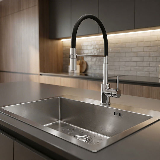 Sanitec SAN.6050S.GR Ένθετος Inox Σατινέ Μ60xΠ50cm Ασημί