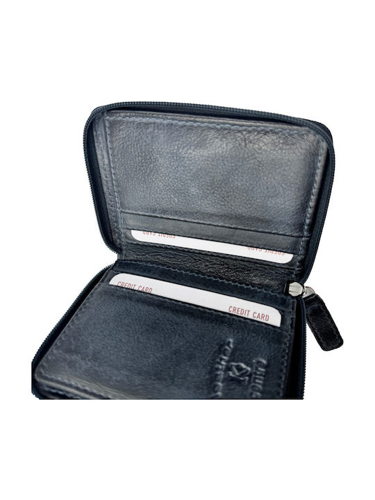 Leather Men's Wallet with RFID Blue