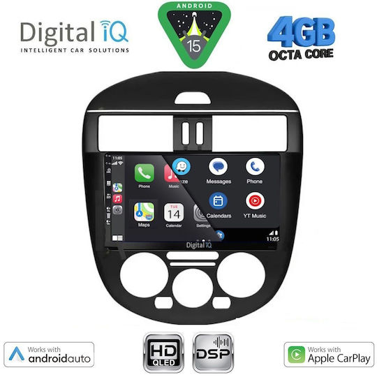 Digital IQ Car Audio System for Nissan Tiida 2013-2023 with A/C (Bluetooth/USB/WiFi/GPS/Apple CarPlay/Android Auto) with 9" Touch Screen