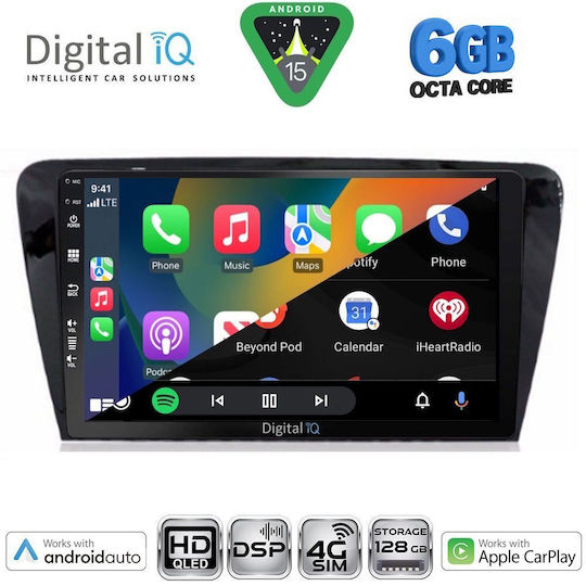 Digital IQ Car Audio System for Skoda Octavia 2013-2021 (Bluetooth/USB/WiFi/GPS/Apple CarPlay/Android Auto) with 10" Touch Screen