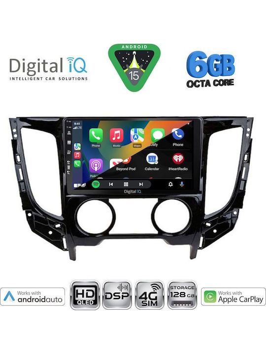Digital IQ Car Audio System for Mitsubishi L200 2015-2019 with A/C Bluetooth USB WiFi GPS Apple CarPlay Android Auto with 9" Touch Screen