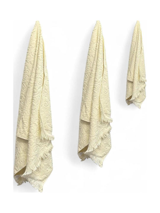 Olia Home Σετ Πετσέτες Μπάνιου 3τμχ Μπεζ Βάρους 500gr/m²
