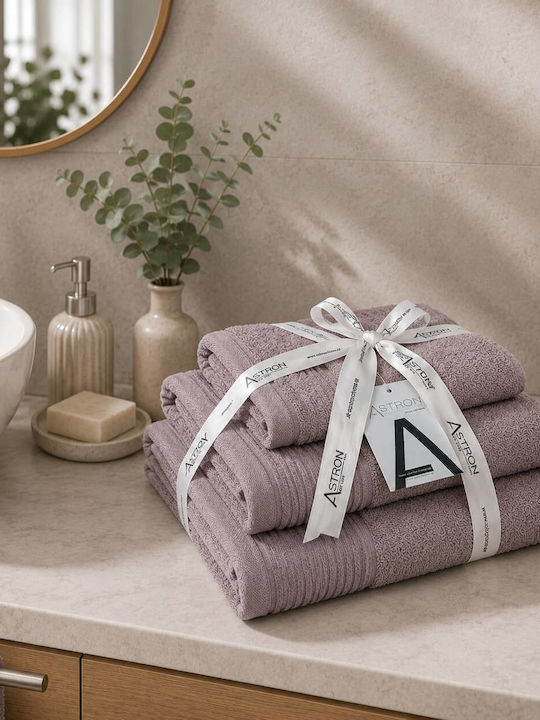 Astron Italy Σετ Πετσέτες Μπάνιου 3τμχ Dusty Rose Βάρους 550gr/m²