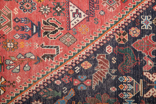 Χαλί Κλασικό Χειροποίητο Abadeh 166x245 Cm Decostar Μπλε Σομόν