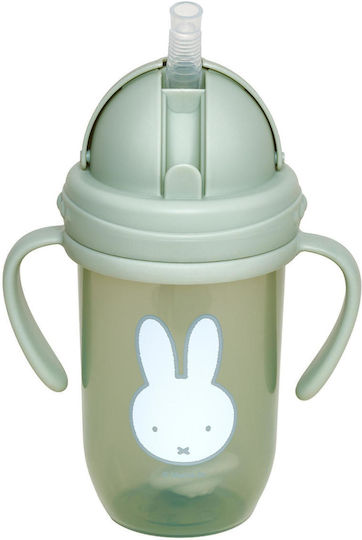 Miffy Παιδικό Ποτηράκι με Χερούλι και Καλαμάκι από Πλαστικό Πράσινο 260ml για 6m+