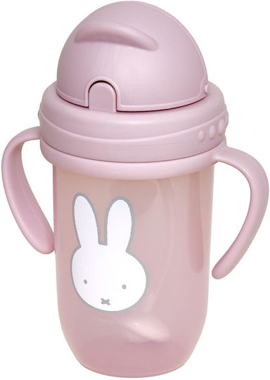 Miffy Children’s Cup with Handle and Straw from Plastic Pink 260ml for 6m+
