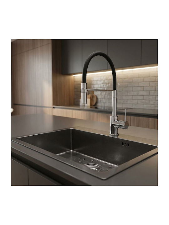Sanitec Vessel Kitchen Sink Inox Satin Finish L50xW50cm Black