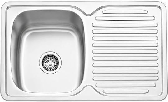 Gloria Fia Minox-201 Ένθετος Νεροχύτης Inox Σατινέ Μ80xΠ50cm Ασημί