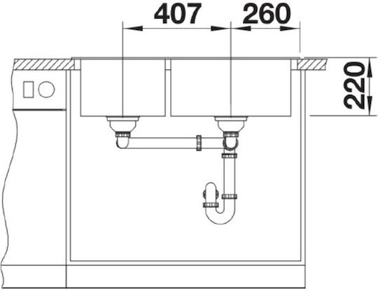 Blanco Drop-In Spüle aus Verbundgranulat B86xT50cm Gray