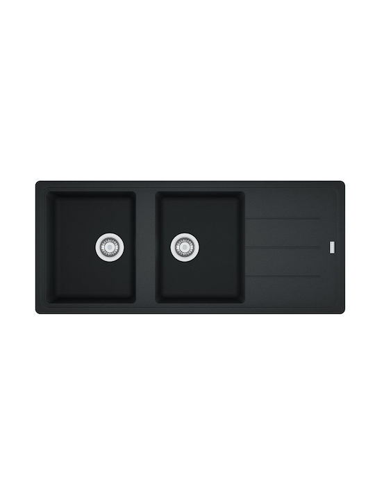 Franke Basis Bfg 621 1140284107 Drop-In Chiuvetă din Granit Sintetic L116xW50cm Onyx