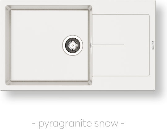 Pyramis 1b 1d Plus 070244811 Drop-In Мивка от Синтетичен Гранит Ш86xД50см Сняг