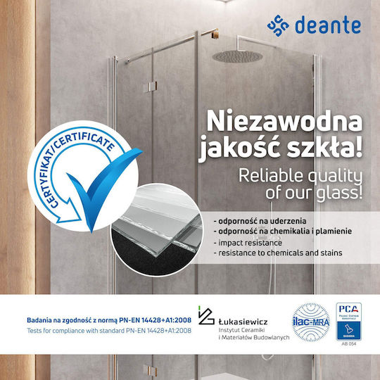 Deante Funkia Καμπίνα Ντουζιέρας με Ανοιγόμενη Πόρτα 90x90cm Nero