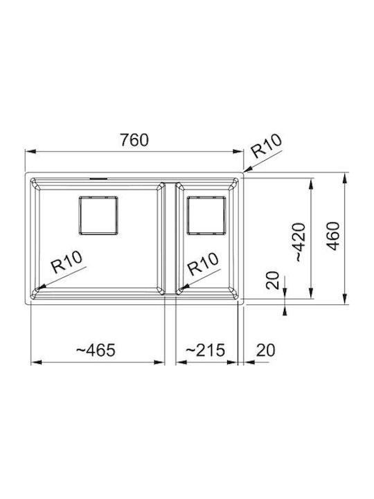 Franke Mythos Подплотен Кухненски Мивка от Течен Гранит М76xШ46см