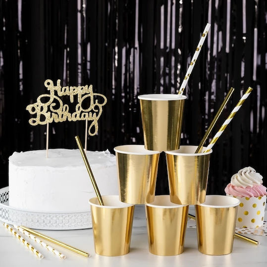 Party Pal Disposable Paper Gold Cup 250ml 6pcs