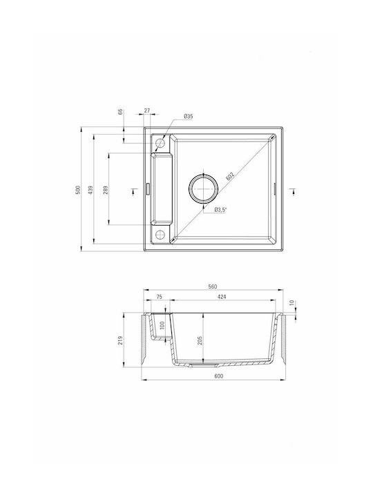 Deante Drop-In Kitchen Sink Inox with Faucet MxP 56cm Gray