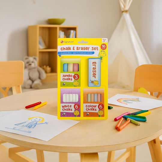 Schulkreide Tafel Seitenstraße Bunte Weiße Kinder Dick + Schwamm