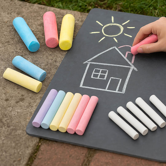Schulkreide Tafel Seitenstraße Bunte Weiße Kinder Dick + Schwamm