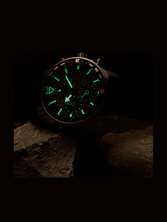 Vostok Europe Expedition Men's Chronograph Battery Watch with Black Rubber Strap