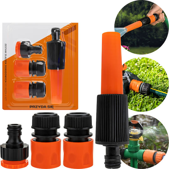 Set 4 Garden Hose Connectors 1/2" Quick Couplings Vergionic
