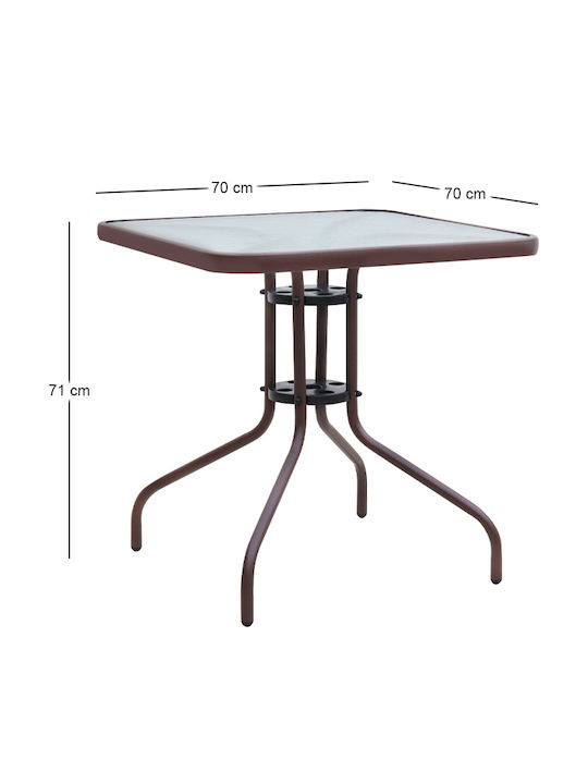 Metal Table for Small Outdoor Spaces Moreno Bronze 70x70x71cm