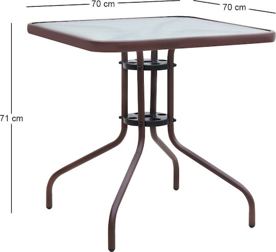 Metal Table for Small Outdoor Spaces Moreno Bronze 70x70x71cm