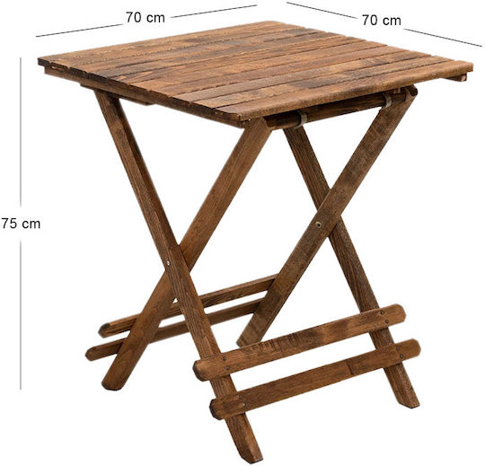 Holztisch Für Kleine Außenbereiche Zusammenklappbar Queen 70x70x75cm GP045-0012