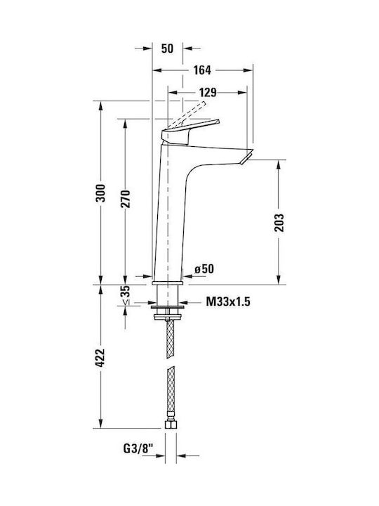 Duravit Αναμεικτική Μπαταρία Νιπτήρα Ψηλή Ασημί