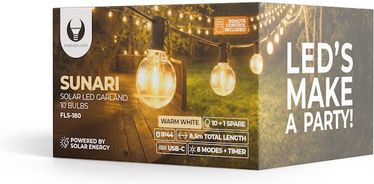 Forever Light Hängendes Solarleuchten Girlande Warmes Weiß mit Fotowiderstand und Fernbedienung