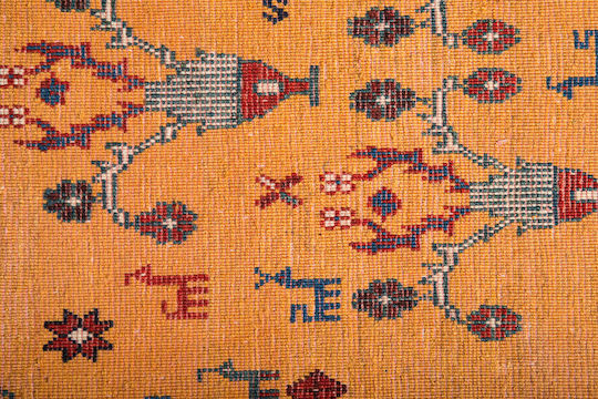 Klassischer Handgefertigter Gabbeh Fein Wohnzimmer Teppich 109x153 cm Decostar Orange