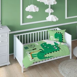 Detexpol Set Baby Duvet Cover with Green Pillowcase 90x120cm