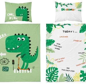 Detexpol Set Baby Duvet Cover with Green Pillowcase 90x120cm