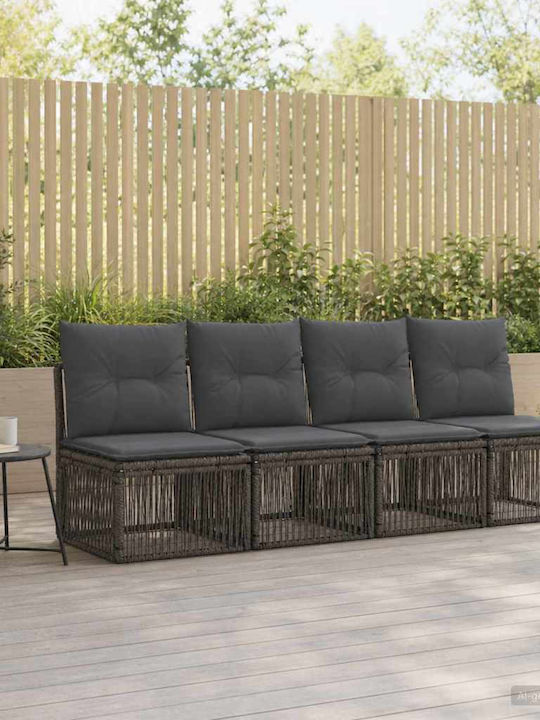 Τετραθέσιος Καναπές Εξωτερικού Χώρου Rattan με Μαξιλάρια 220x62x70cm