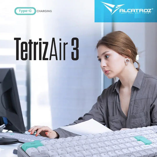 Alcatroz Tetriz Air 3 Wireless Bluetooth Keyboard English US Winter White