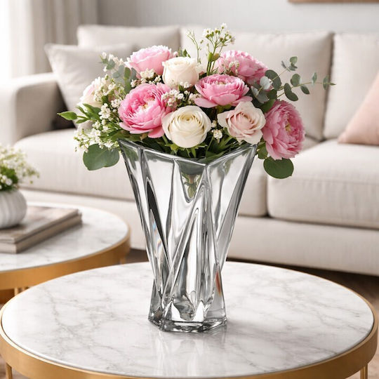 Crystal Bohemia Decorative Crystal Vase Origami Transparent H32cm