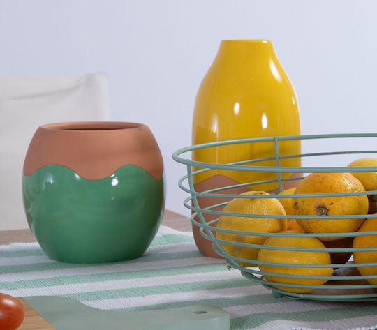 Nef-Nef Homeware Декоративна Керамична Ваза Domain Зелена 14x14xВ14см