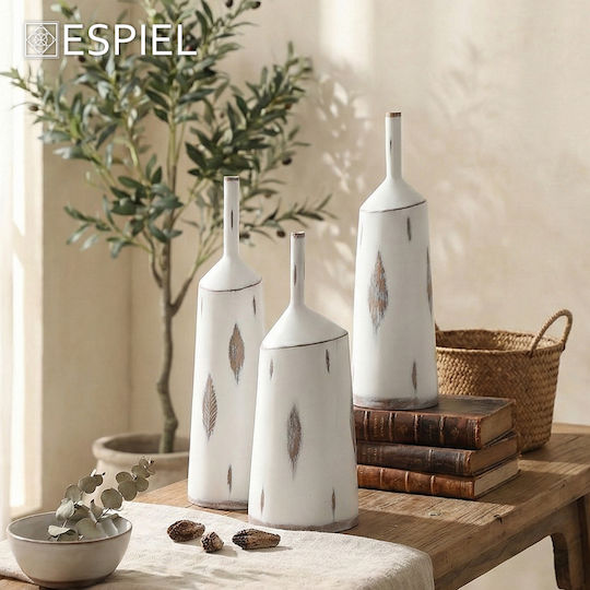 Espiel Vază Decorativă Polirosină Alb 15x15x57cm 1buc