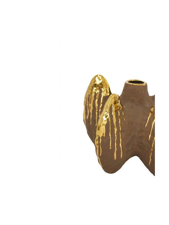 Artekko Candia Keramisches Vase Braun Gold 27x27x24 cm