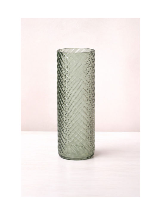 Vază din sticlă Beauty Home cu efect de vârtej 10cm X 26.5cm Verde