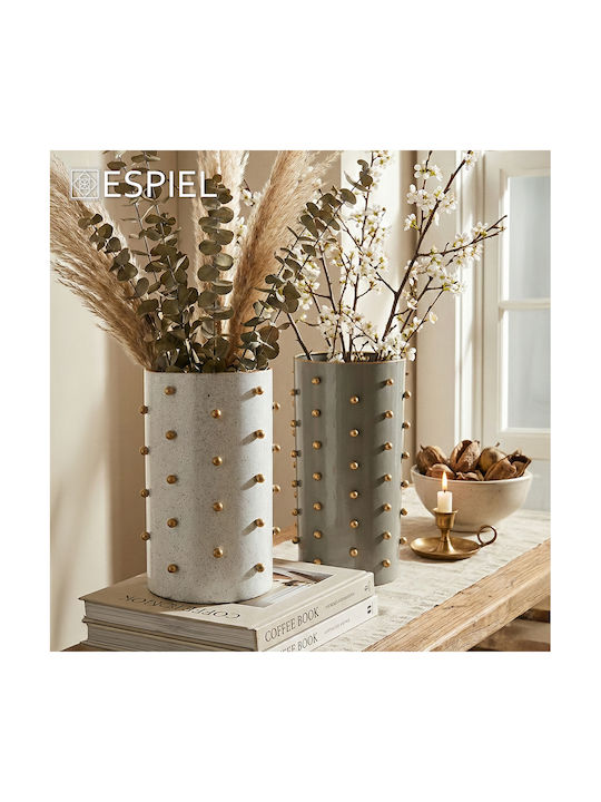 Espiel Decorative Metallic Ecru Vase 19.5x19.5xH30cm