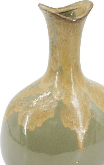 Artekko Decorative Ceramic Vase Glazed Green 14x11.5xH27.5cm