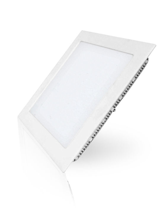 Fos me Τετράγωνο Χωνευτό LED Panel 18W με Φυσικό Λευκό Φως 4000K 22.5x22.5εκ.