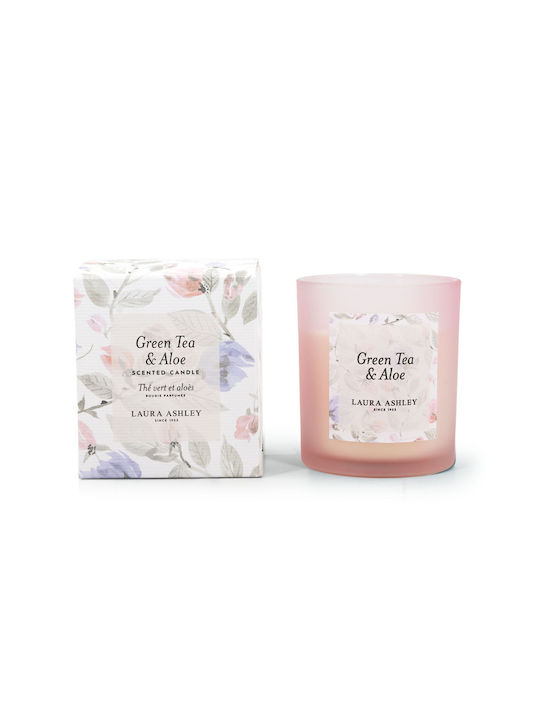 Laura Ashley Aromatisches Soja-Kerze im Gefäß mit Duft Green Tea & Aloe Vera & Moschus 200gr