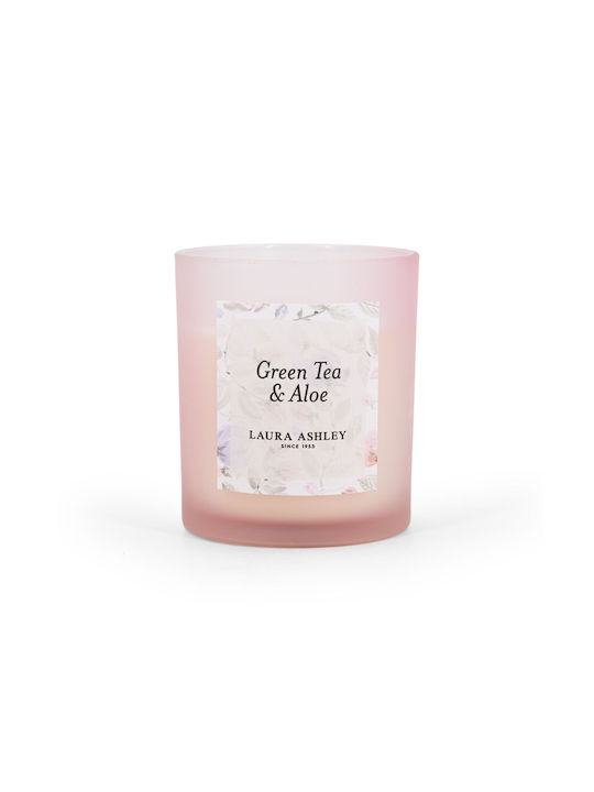Laura Ashley Aromatisches Soja-Kerze im Gefäß mit Duft Green Tea & Aloe Vera & Moschus 200gr