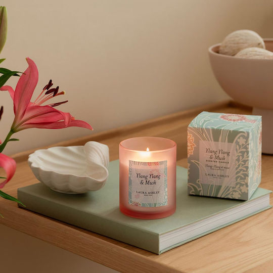 Laura Ashley Aromatic Soy Candle in Jar with Ylang Ylang & Musk Scent 200g