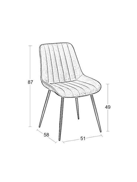 Bony Velvet Dining Chair Beige 51x58x87cm